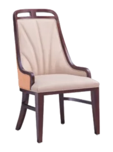 Hotel Dining Chair — Cream Channel-Tufted Wingback, Walnut Frame