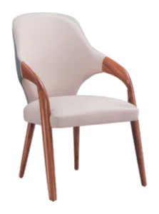 Hotel Dining Chair — Cream Shell Back, Walnut Curved Arms