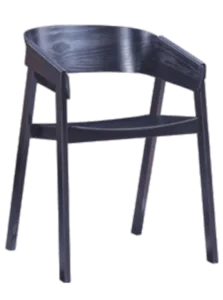All-Wood Dining Armchair — Black Bentwood Curved Arms