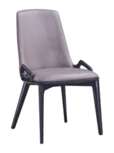 Hotel Dining Chair — Grey-Taupe High Back, Black Frame, Cutout Arms