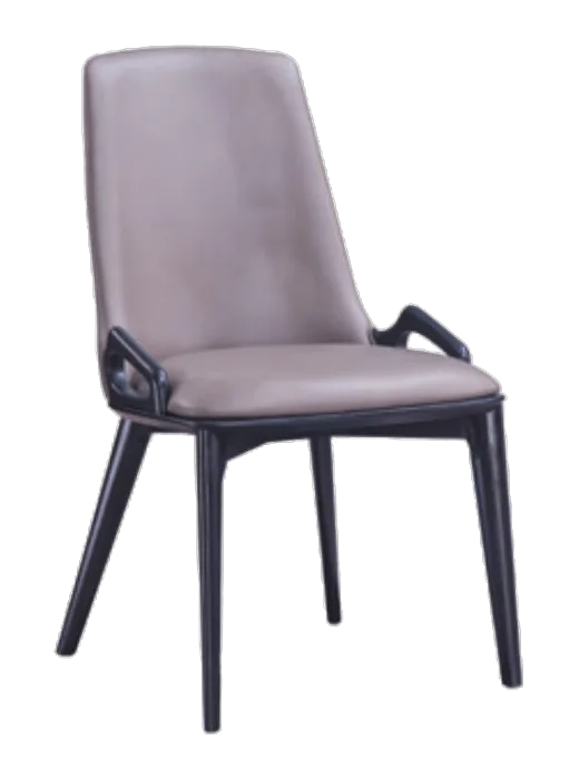 HWL-HC-107 grey-taupe high-back dining chair, black frame, cutout arms